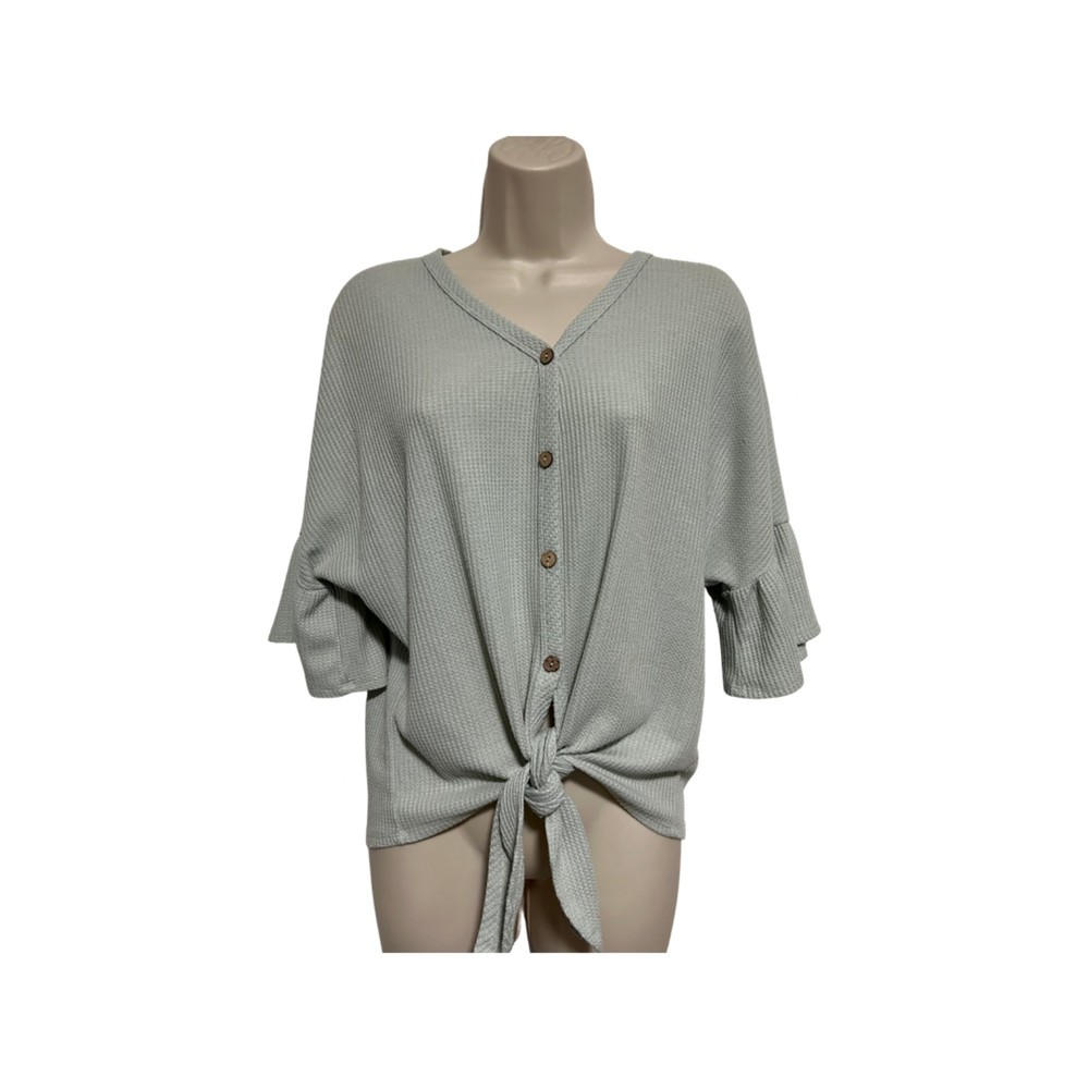 altar'd state thermal tie front shirt